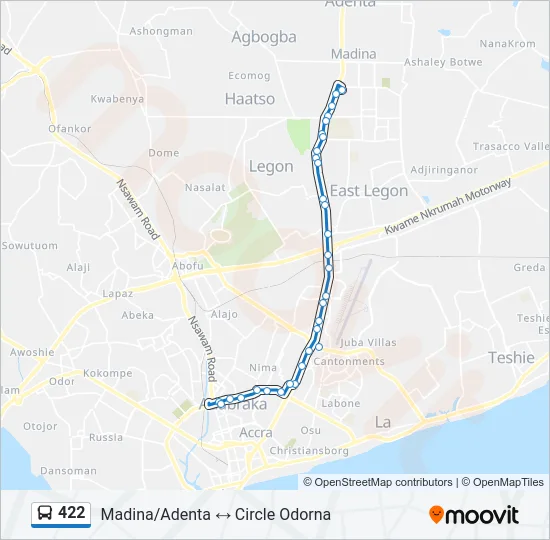 422 Bus Line Map