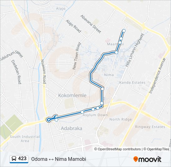 423 bus Line Map