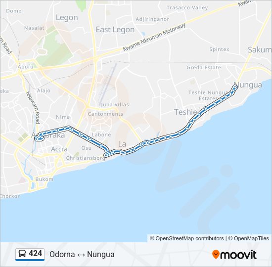 424 Bus Line Map