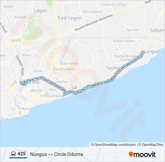 425 Bus Line Map