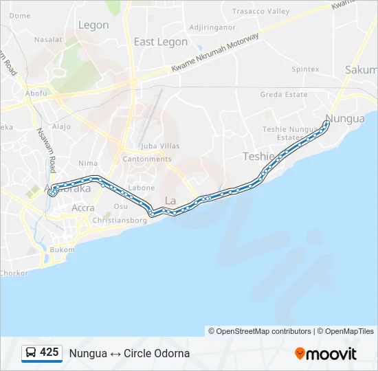 425 Bus Line Map