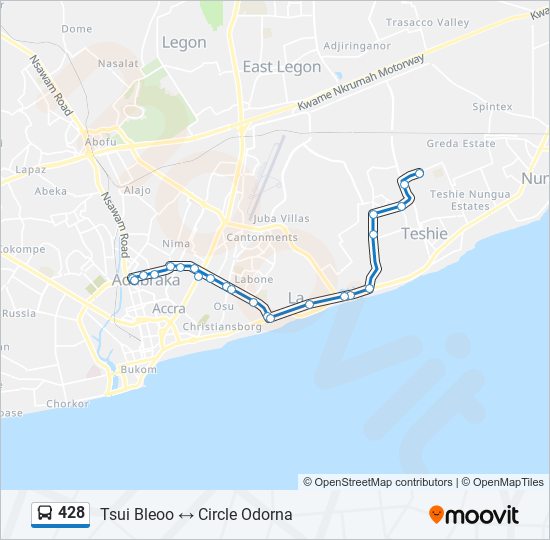 428 Bus Line Map