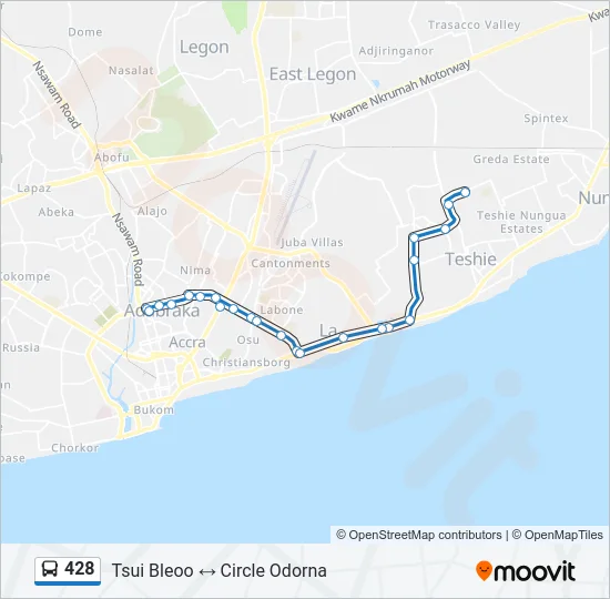 428 Bus Line Map