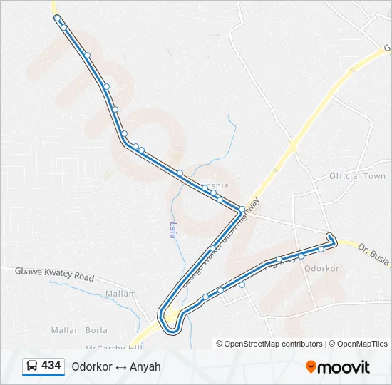 434 Bus Line Map