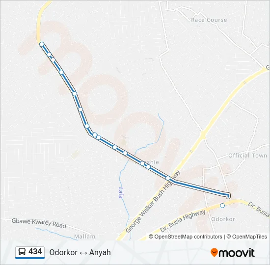 434 Bus Line Map