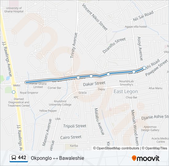 442 Bus Line Map