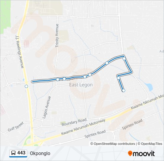 443 bus Line Map