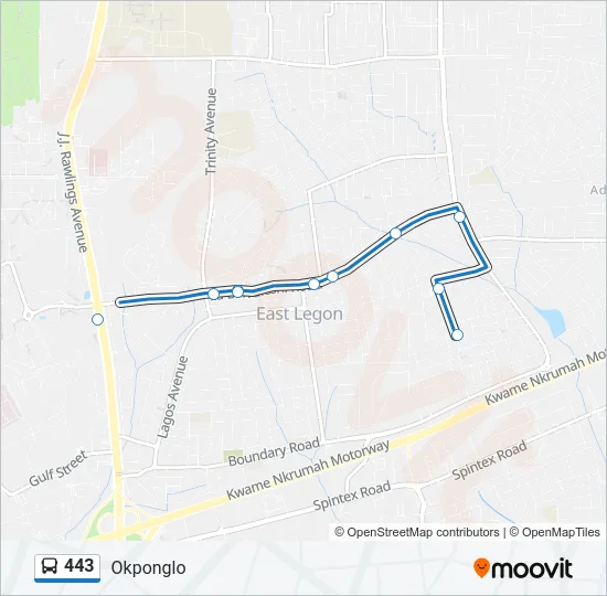 443 Bus Line Map