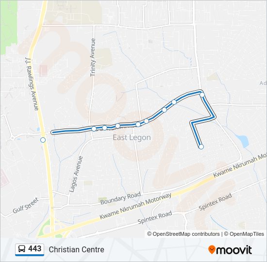 443 Bus Line Map