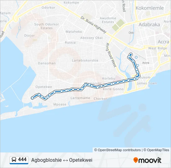 444 Bus Line Map
