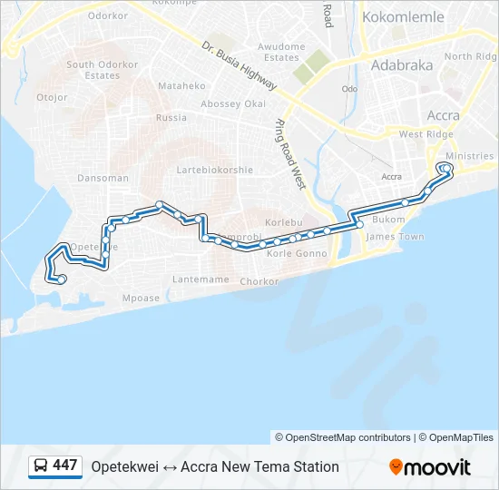 447 Bus Line Map