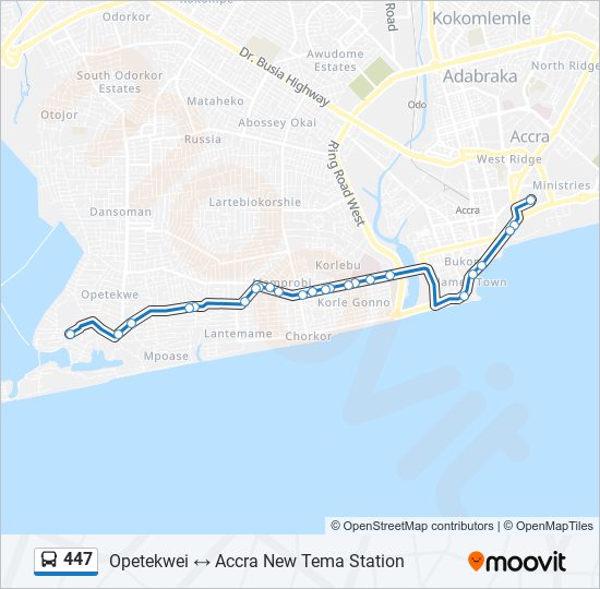 447 bus Line Map