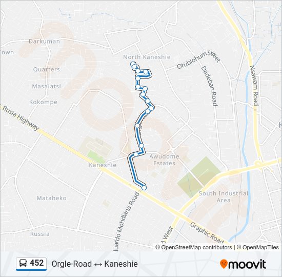 452 Bus Line Map