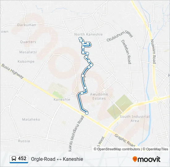 452 Bus Line Map