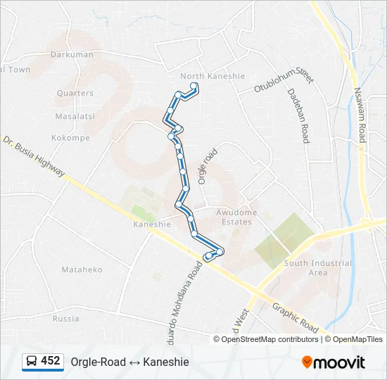 452 Bus Line Map