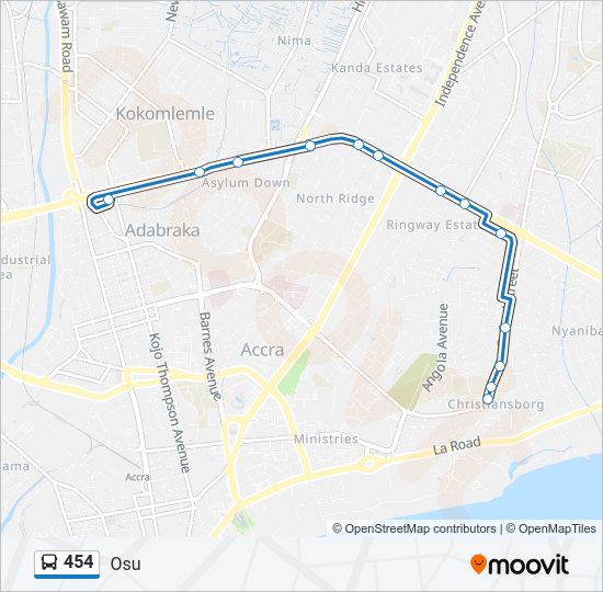 454 Bus Line Map