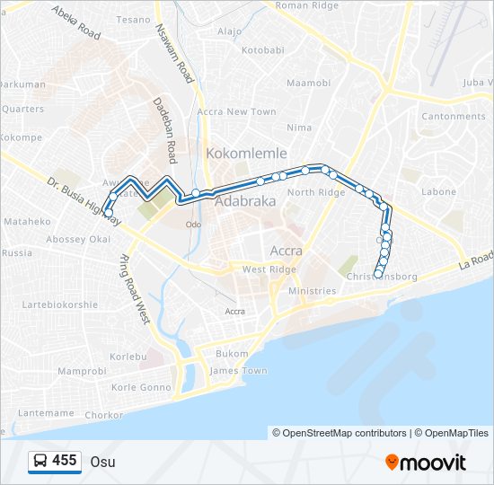 455 Bus Line Map