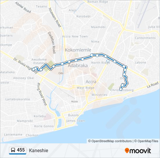 455 bus Line Map