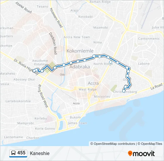 455 Bus Line Map