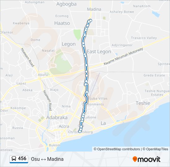 456 bus Line Map