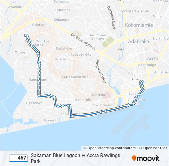 467 bus Line Map
