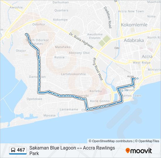 467 Bus Line Map