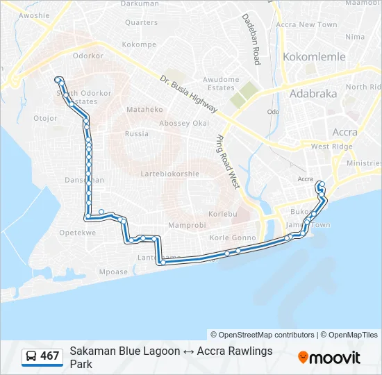 467 Bus Line Map