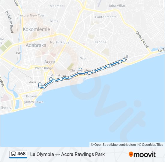 468 Bus Line Map