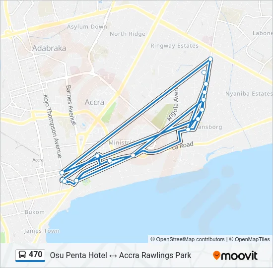 470 Bus Line Map