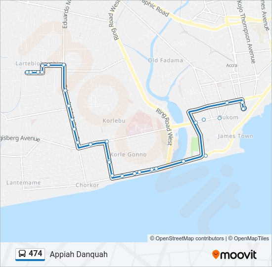 474 bus Line Map