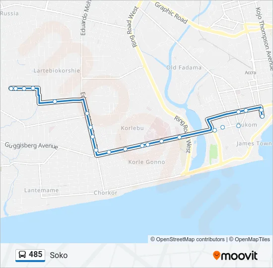 485 Bus Line Map
