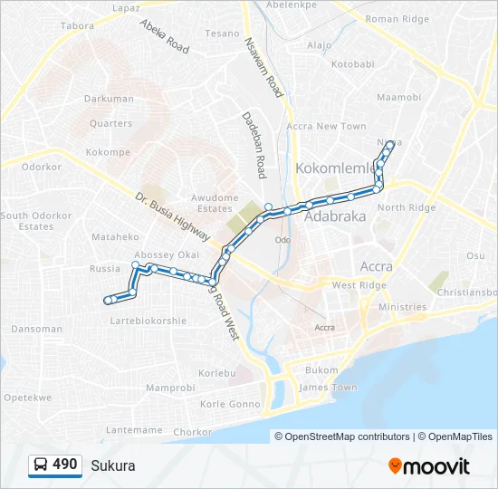 490 Bus Line Map