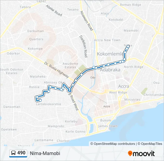 490 Bus Line Map