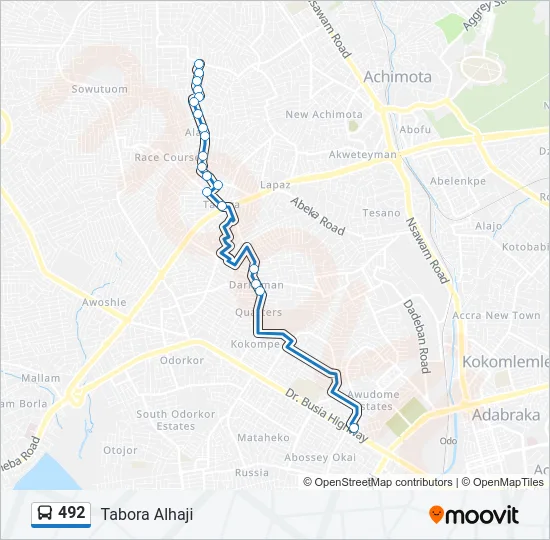 492 Bus Line Map