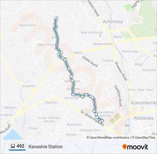 492 bus Line Map