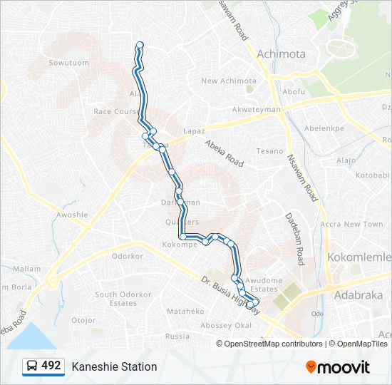 492 Bus Line Map