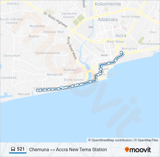 521 Bus Line Map