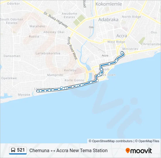 521 Bus Line Map
