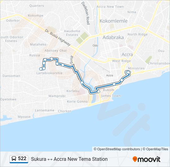 522 Bus Line Map