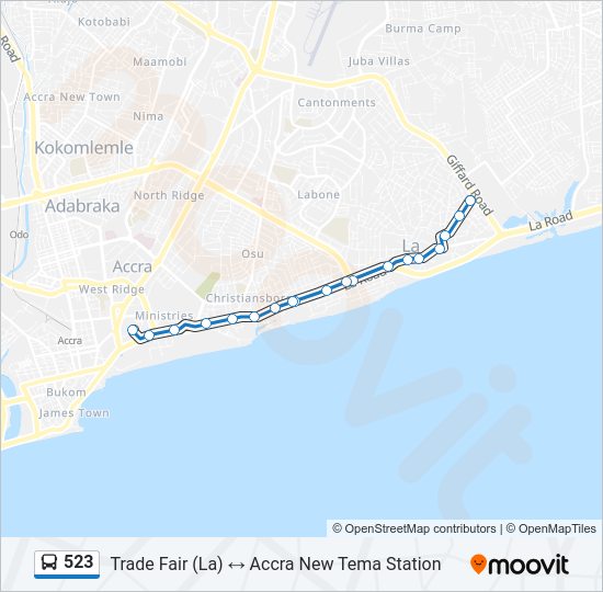 523 Bus Line Map