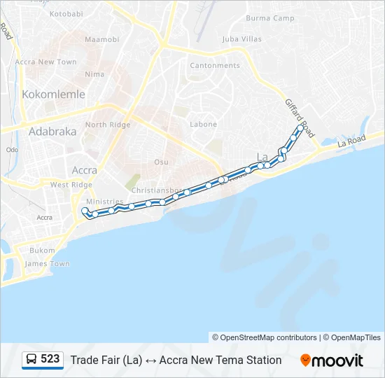523 Bus Line Map