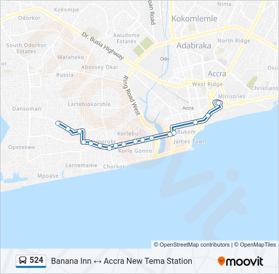 524 Bus Line Map