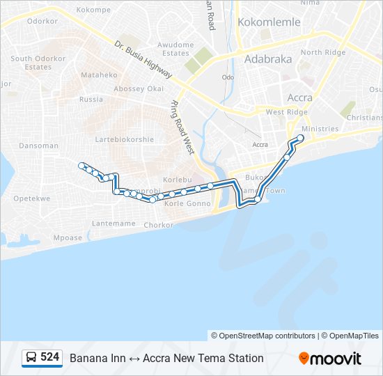 524 Bus Line Map