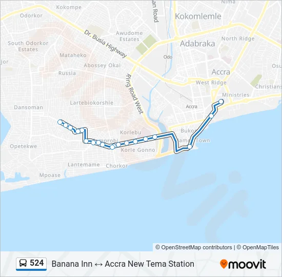 524 Bus Line Map