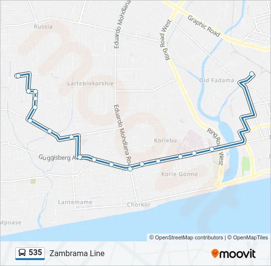 535 Bus Line Map