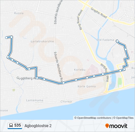 535 bus Line Map