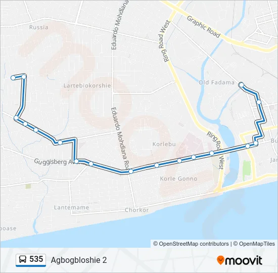 535 Bus Line Map