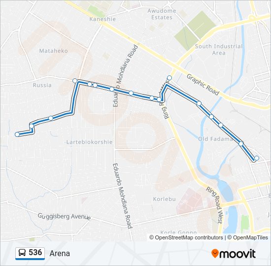 536 bus Line Map