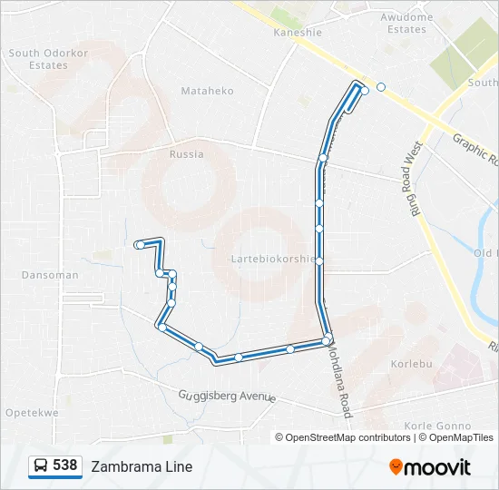 538 Bus Line Map