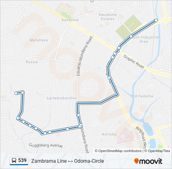 539 bus Line Map